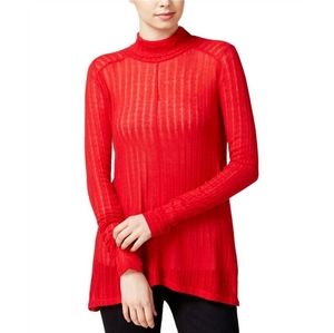 NEW Lucky Brand linen blend semi-sheer turtleneck SIZE M